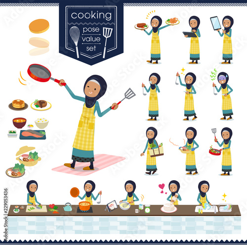 flat type Arab old women_cooking