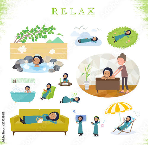 flat type Arab old women_relax