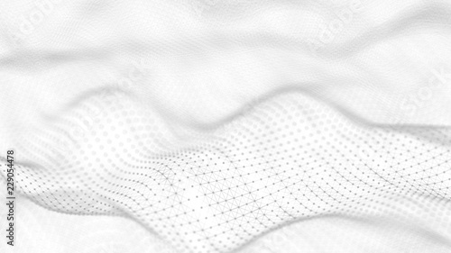 Wallpaper Mural Abstract white futuristic background. Wave white background. connecting dots and lines on white background. 4k rendering. Torontodigital.ca