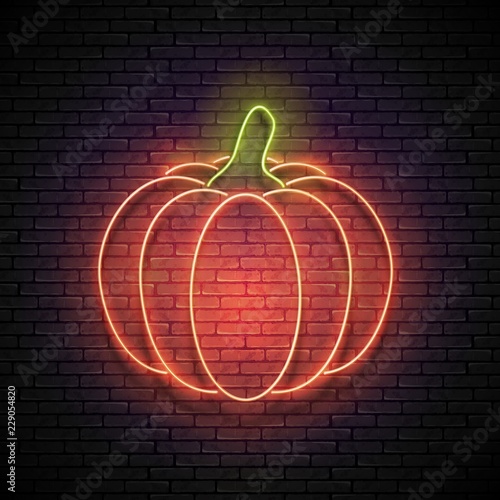 Vintage Glow Signboard with Pumpkin