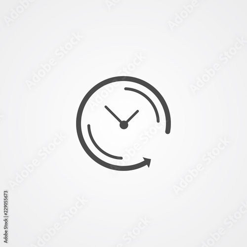 Back arrow around clock vector icon sign symbol