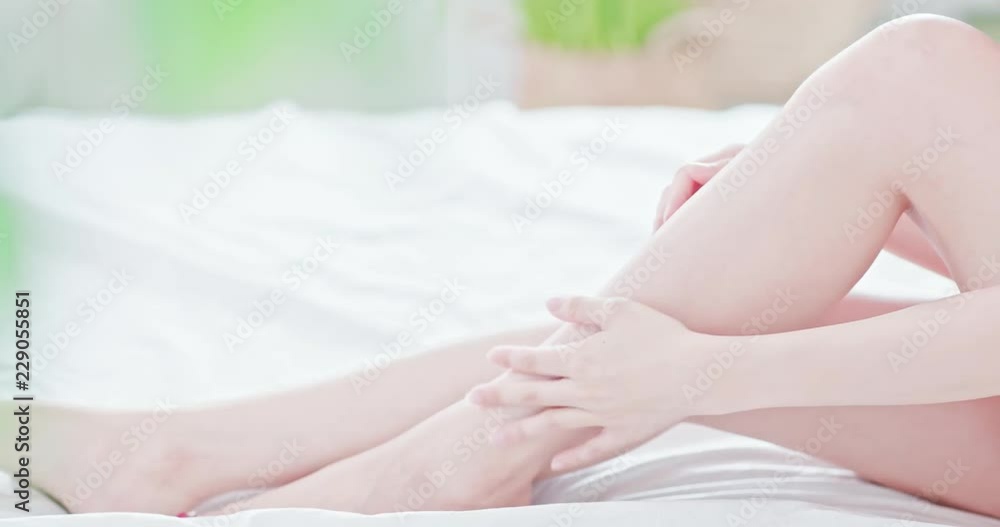 Beauty woman touch her leg Beauty woman touch her leg