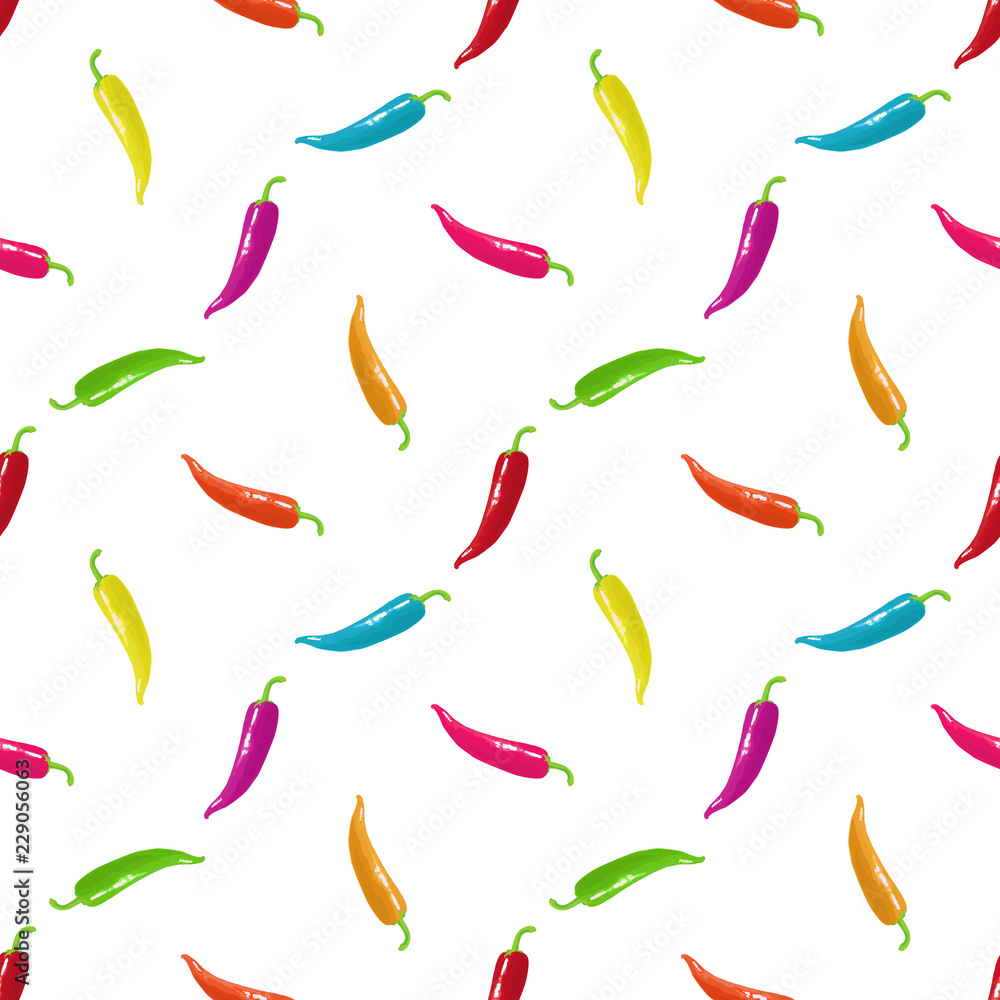 Hot cayenne pepper background. Chile seamless pattern. Mexican food Hot cayenne pepper background. Chile seamless pattern. Mexican food