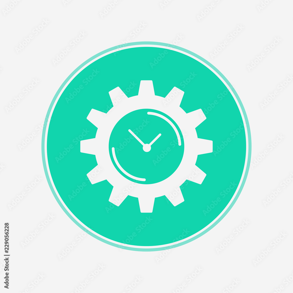 Gear with clock vector icon sign symbol Gear with clock vector icon sign symbol
