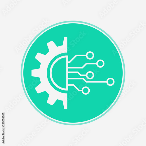 Gear and circuit vector icon sign symbol