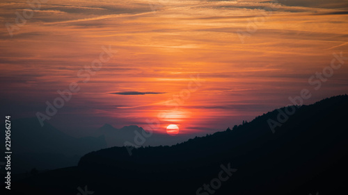 Sunset in Austria during fall