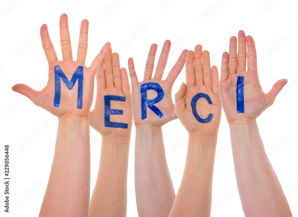 Many Hands Building Merci Means Thank You, Isolated