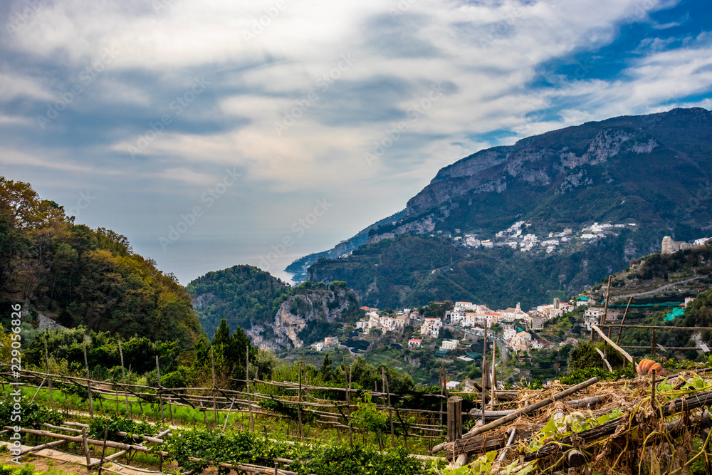 a glimpse of the ancient village of Ravello. In the province of Salerno, on the Amalfi coast.
