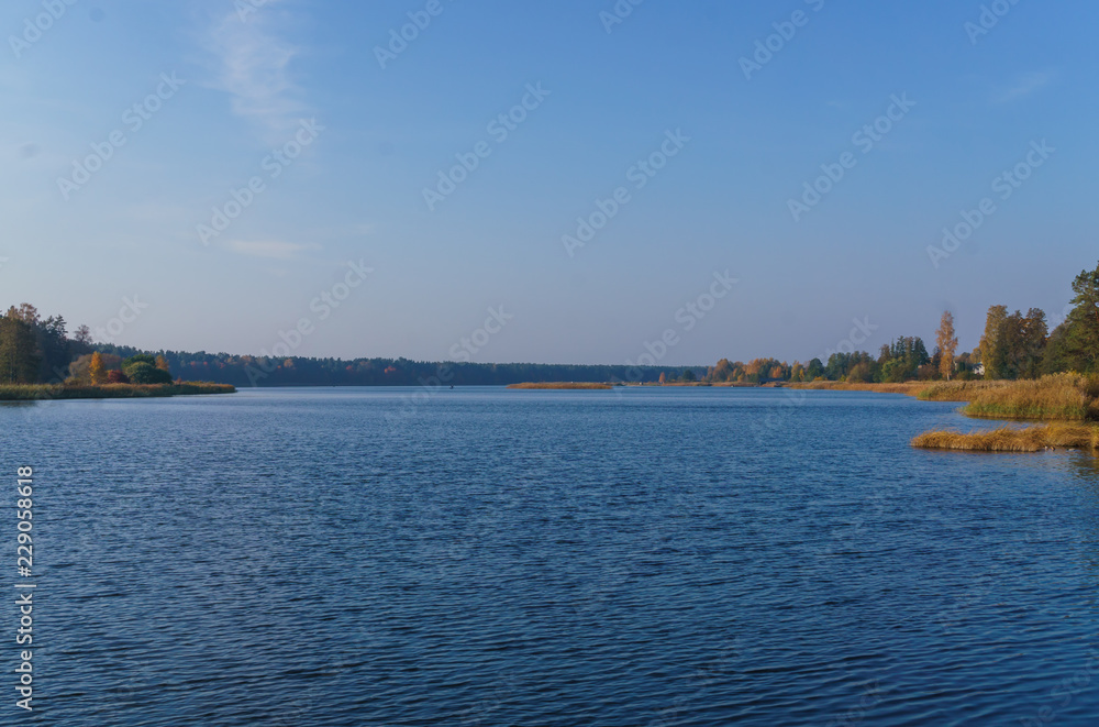 the view of the river Lielupe at autumn in Latvia