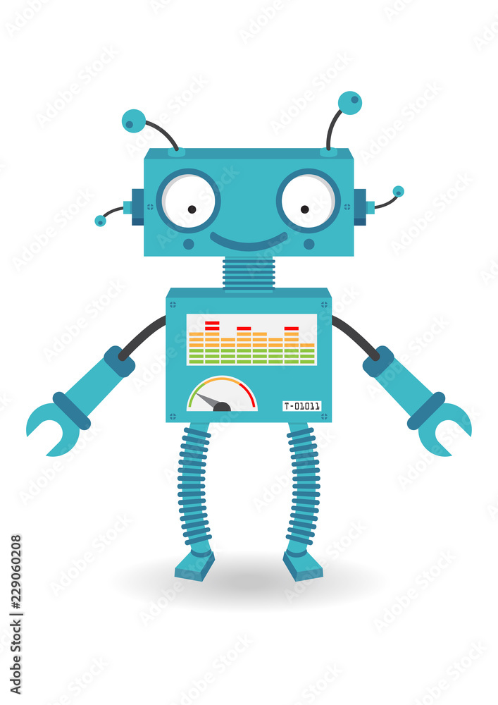 Cartoon Robot Android Cute Toy Isolated Vector Stock Vector 