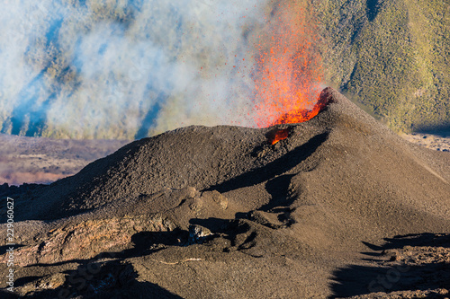 Volcano in Eruption, Year 2017, Reunion Island, piton de la fournaise photo