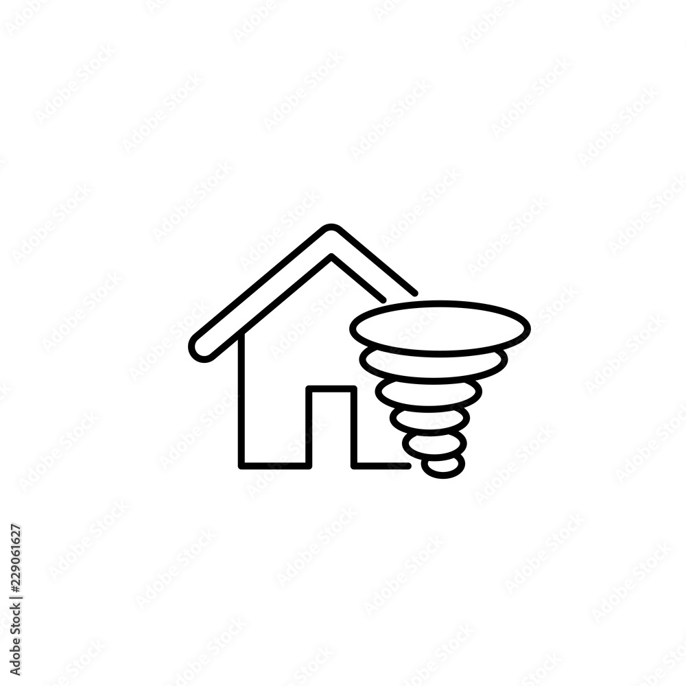 hurricane tornado near home line black icon on white background hurricane tornado near home line black icon on white background