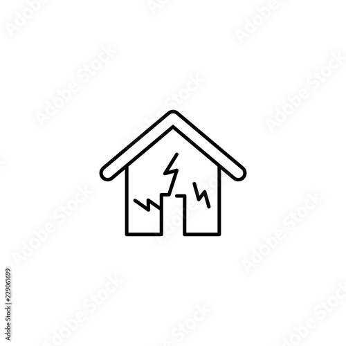 earthquake symbol line black icon on white background