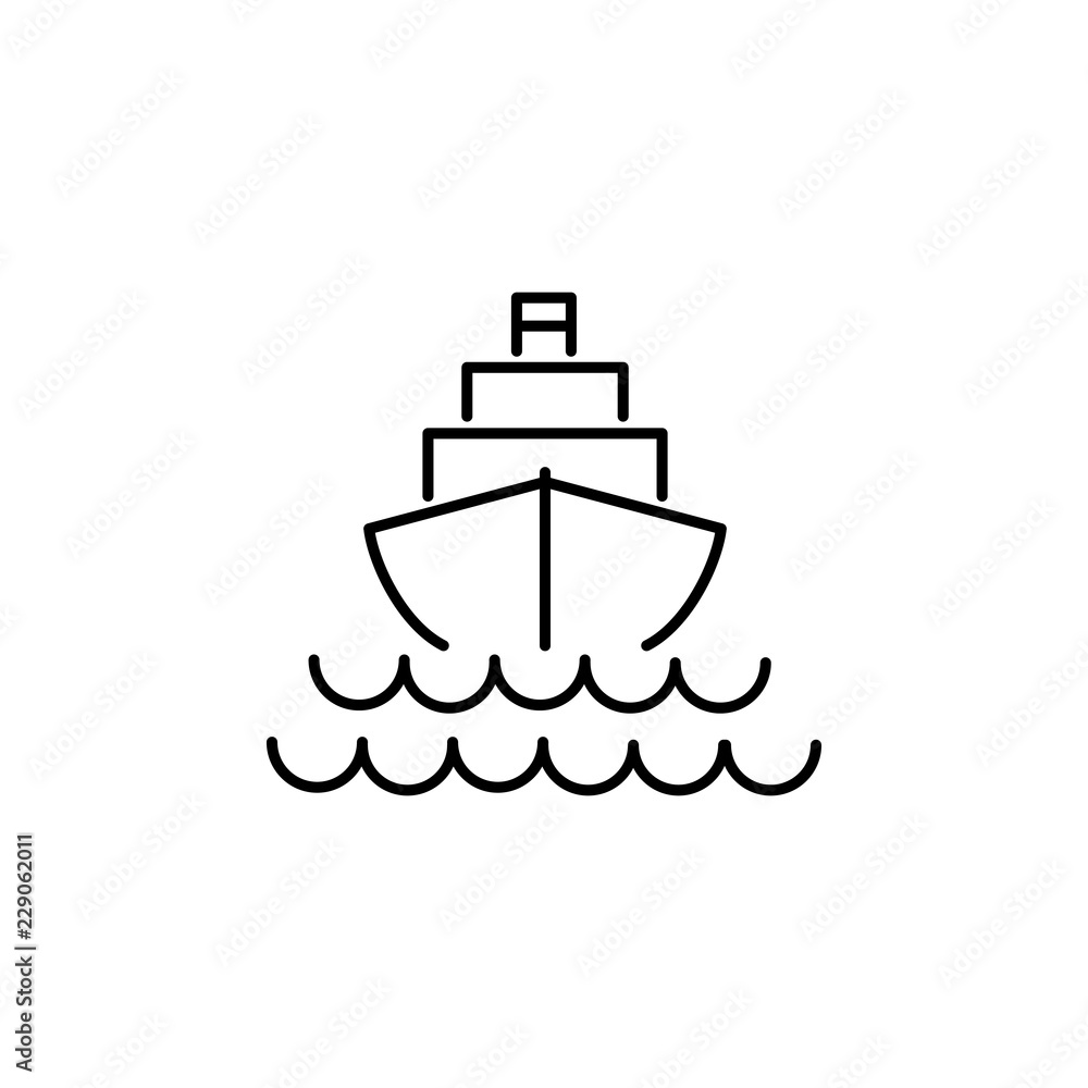 sea liner with waves line black icon on white background sea liner with waves line black icon on white background