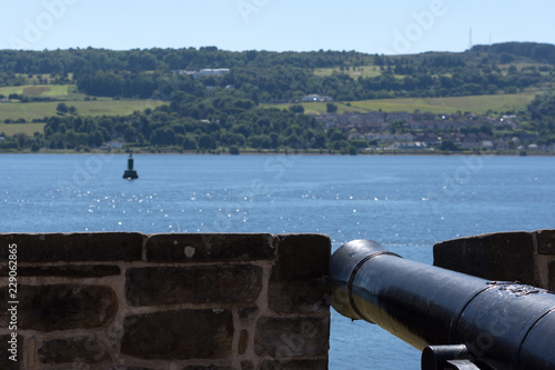 Looking over the Clyde river from an old gun emplacement on Dumbarton Castle