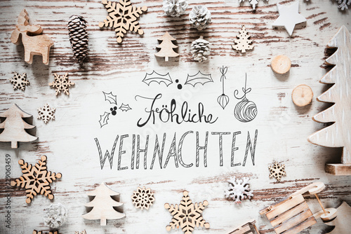 Decoration, Calligraphy Froehliche Weihnachten Means Merry Christmas photo