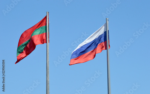 Transnistrian and Russian flags in Tiraspol. Transnistria