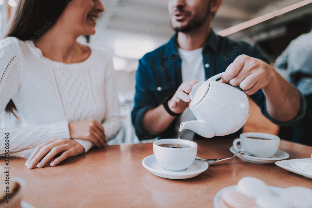 Drink Tea. Have Fun. Tea Party. Smiling People. Drink Tea. Have Fun. Tea Party. Smiling People.