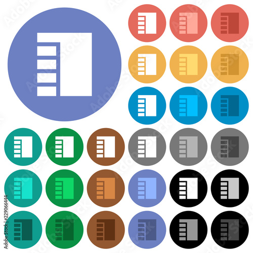 Vertical tabbed layout active round flat multi colored icons