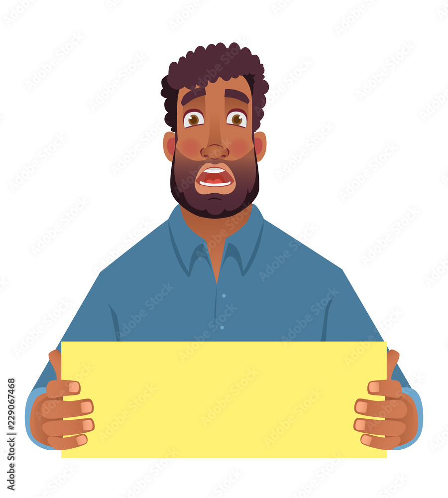African man holding blank card African man holding blank card