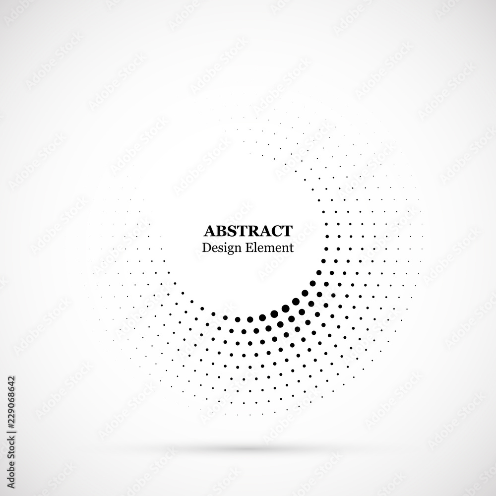 Halftone dotted background circularly distributed. Halftone effect vector pattern. Circle dots isolated on the white background. Halftone dotted background circularly distributed. Halftone effect vector pattern. Circle dots isolated on the white background.