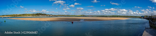 Dangerous sand spit in the river Camel at Padstow, Cornwall, UK on 12 May 2015 photo