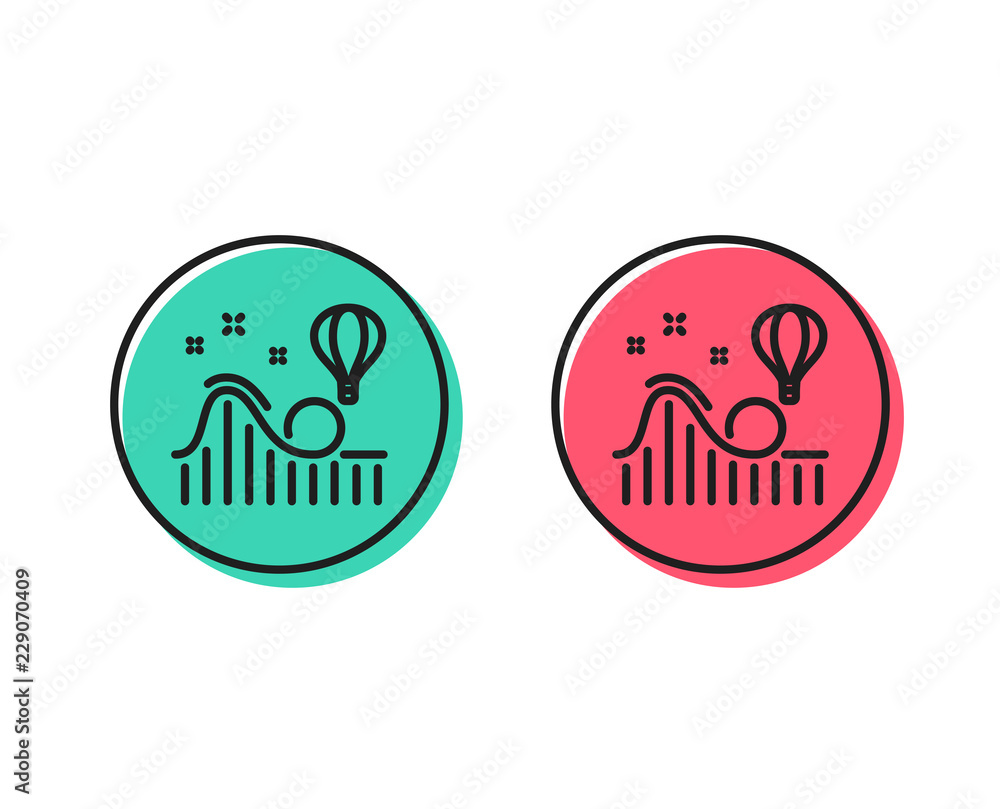 Roller coaster line icon. Amusement park sign. Carousels symbol