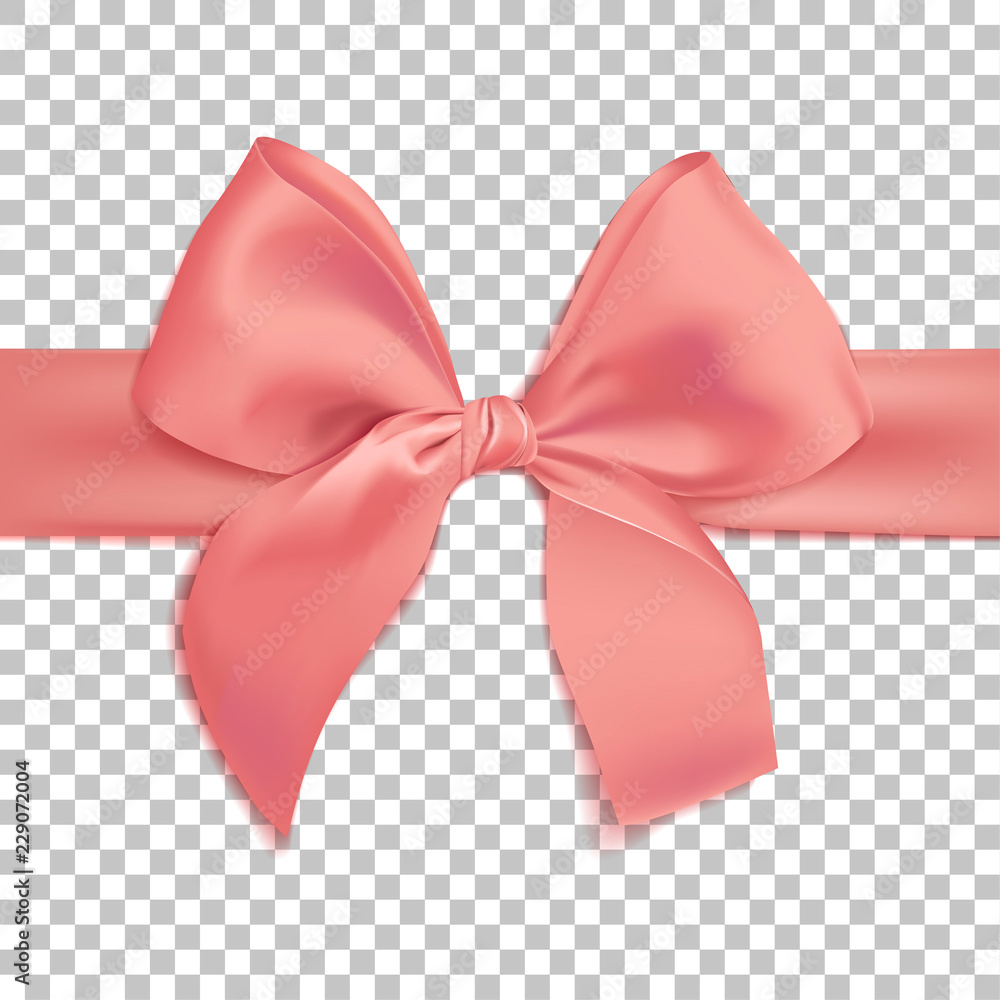 Realistic pink bow isolated on transparent background. Template for ...