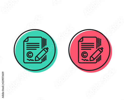 Copywriting line icon. Ð¡opyright signature sign. Feedback symbol. Positive and negative circle buttons concept. Good or bad symbols. Copywriting Vector