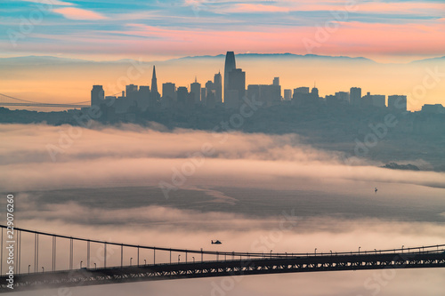 San Francisco Skyline With Low Fog