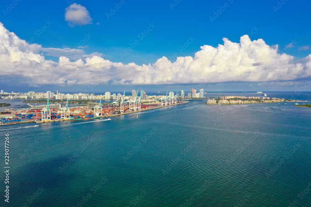 Aerial drone photo Port Miami Florida