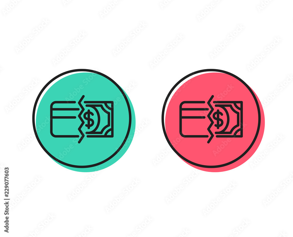 Credit card or cash line icon. Payment methods sign. Positive and negative circle buttons concept. Good or bad symbols. Payment methods Vector Credit card or cash line icon. Payment methods sign. Positive and negative circle buttons concept. Good or bad symbols. Payment methods Vector