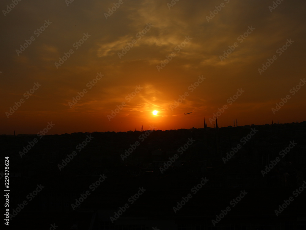 sunset and plane