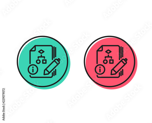 Documentation with algorithm line icon. Technical instruction sign. Positive and negative circle buttons concept. Good or bad symbols. Algorithm Vector