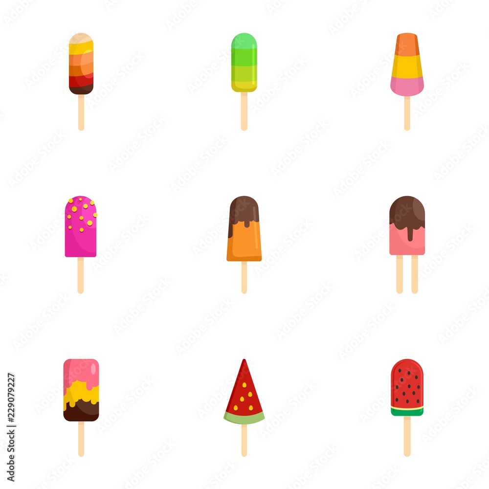 Fresh ice cream icon set. Flat set of 9 fresh ice cream vector icons for web design Fresh ice cream icon set. Flat set of 9 fresh ice cream vector icons for web design