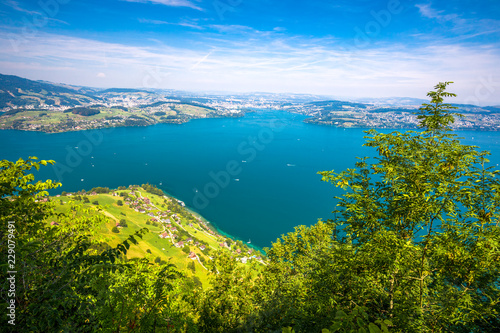 Swiss Alps near Burgenstock with the view of Lucerne Lake, Switzerland, Europe