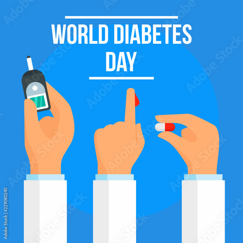 Global diabetes day concept background. Flat illustration of global diabetes day vector concept background for web design