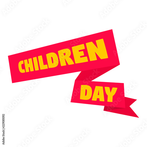Children day banner icon. Flat illustration of children day banner vector icon for web design