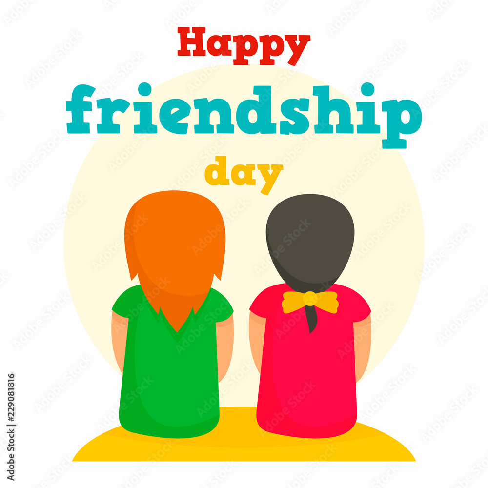 Happy friendship day concept background. Flat illustration of ...