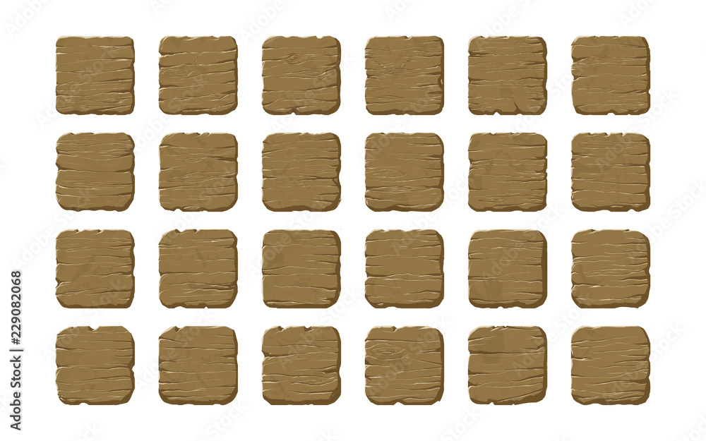 Set of wooden panels