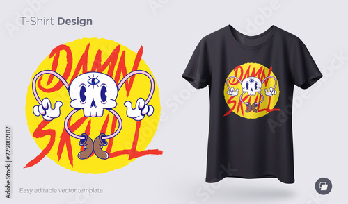 Funny skeleton illustration. Print on T-shirts, sweatshirts and souvenirs