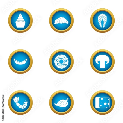 Late breakfast icons set. Flat set of 9 late breakfast vector icons for web isolated on white background