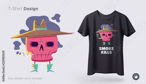 Funny skeleton illustration. Print on T-shirts, sweatshirts and souvenirs