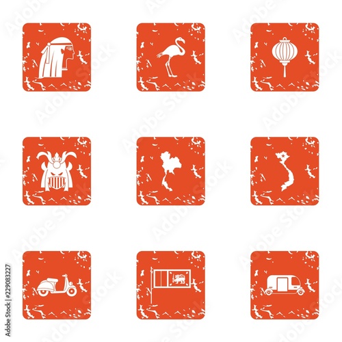 Respite icons set. Grunge set of 9 respite vector icons for web isolated on white background