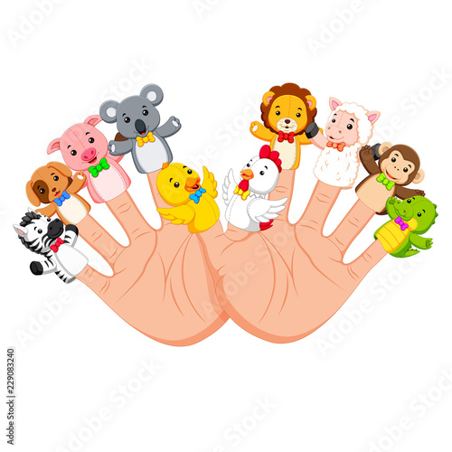 hand wearing 10 finger animal puppet that are really funny