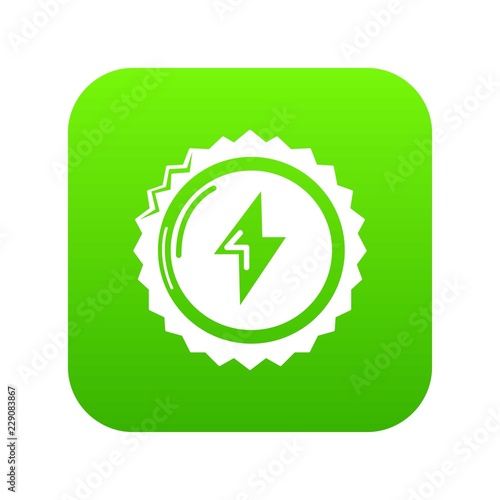 Energy drink bottle cap icon green vector isolated on white background