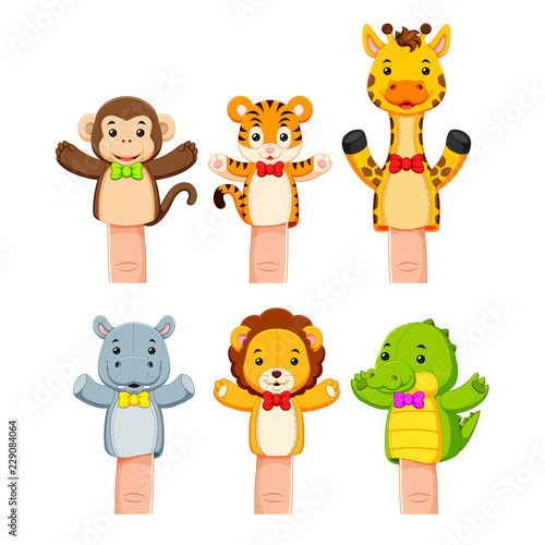 interesting collection of wild animal hand puppets