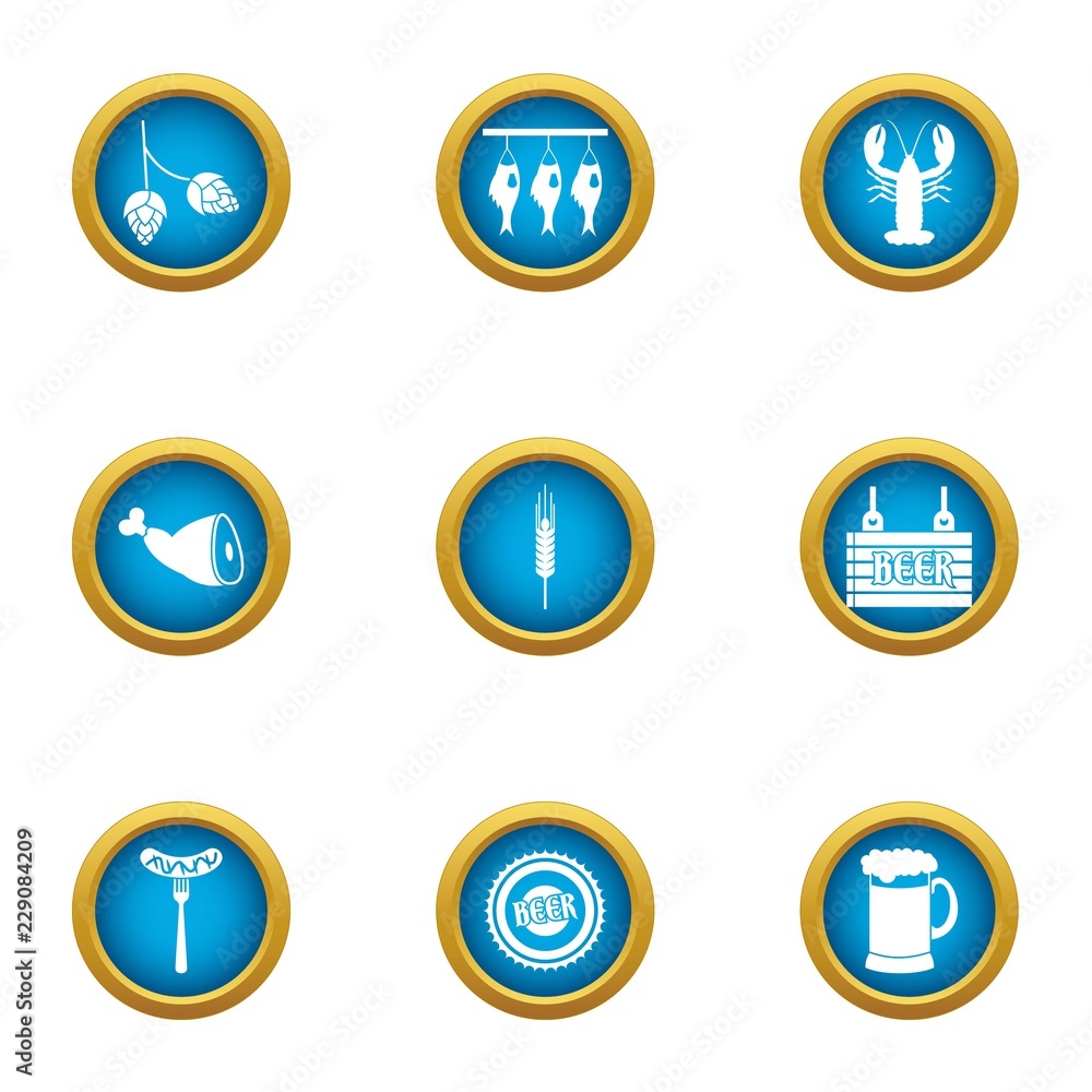 Offal icons set. Flat set of 9 offal vector icons for web isolated on white background