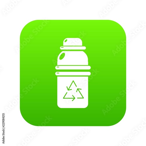 Purified water drink container icon green vector isolated on white background