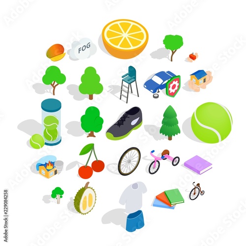 Persistence icons set. Isometric set of 25 persistence vector icons for web isolated on white background